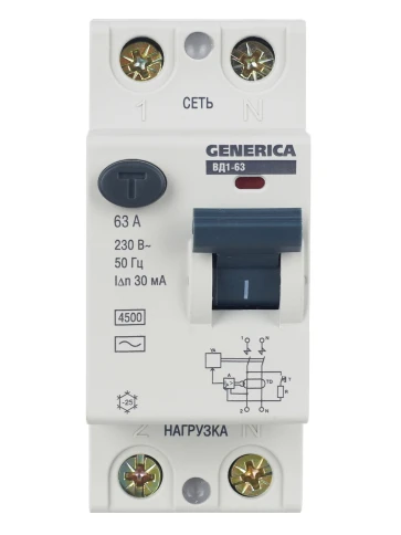УЗО ВД1-63 2Р 63А 30мА GENERICA фото 3