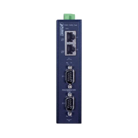 конвертер/ PLANET IP30 Industrial 2-Port RS232/RS422/RS485 Serial Device Server (2 x 10/100TX, -40~75 degrees C, 15KV isolation, dual 12~48V DC ) фото 2