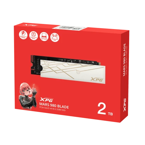 Твердотельный накопитель/ ADATA SSD XPG MARS 980 BLADE, 2000GB, M.2(22x80mm), NVMe, PCIe 5.0 x4, 3D NAND, R/W 14000/13000MB/s, IOPs 2 000 000/1 650 000, TBW 1480, DWPD 0.4, with Heat Sink (5 лет) фото 8