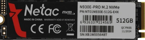 Твердотельный накопитель Netac PCIe 3.0 x4 512GB NT01N930E-512G-E4X N930E Pro M.2 2280 [NT01N930E-512G-E4X] фото 1