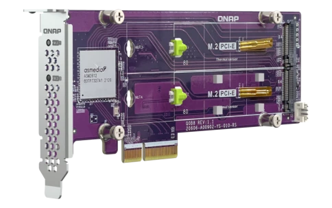 Плата расширения/ QNAP QM2-2P-344A 2 x M.2 22110 or 2280 PCIe (Gen3 x4) NVMe SSD slots, Low-profile flat and Full-height brackets included. фото 7