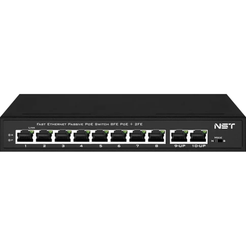 Passive PoE коммутатор Fast Ethernet/ Passive PoE коммутатор Fast Ethernet на 10 портов. Порты: 8 х FE (10/100 Base-T, 52V 4,5(+) 7,8(–)) совместимы с PoE (IEEE 802.3af/at), 2 x FE (10/100 Base-T) Uplink. Совместим со стандартами PoE IEEE 802.3af/at. Мощн фото 1