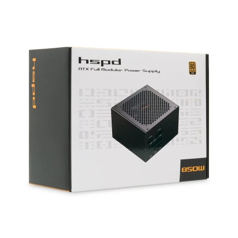 Блок питания/ Power Supply HSPD, 850W 80+ Gold (ATX, 2.52, Full modular, 1x24(20+4)pin 600mm, 2xCPU 8(4+4)pin 700mm, 2xPCIe*2 8(6+2)pin 600+150mm, 2xSATA*3 500+150+150mm, 1xMOLEX*3 500+150+150mm , Active, 120x120mm, 150x140x86mm, APFC, OVP, OPP, SCP, UVP, фото 6
