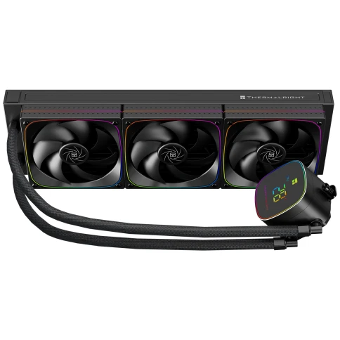 Система жидкостного охлаждения/ Water Cooling System Thermalright Frozen Horizon 360 Digital (360mm, LED temp., Black, ARGB/ Fans: 3x120mm, 68.9CFM, 28.2dBA, 2000RPM/ Pump height 53.2mm, Rad thickness 27mm/ S: 1700, 1200, 1851, 115X, AM5, AM4) фото 3