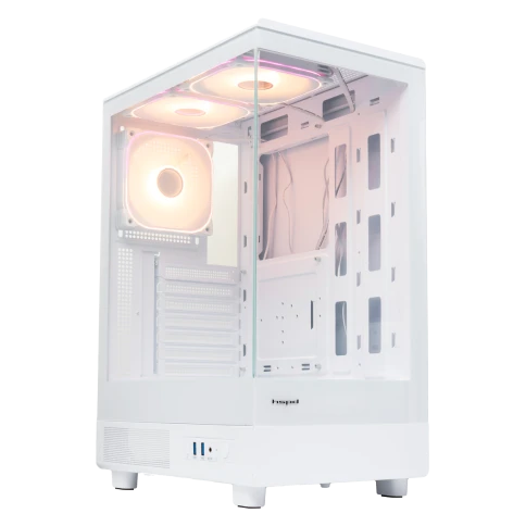 Корпус без блока питания/ Case HSPD F510, Panoramic Mid Tower, White, TG, 0.5 SPCC, 3x120mm ARGB (FNW010) ATX, mATX, mITX 180/280/160mm 1x2.5", 1x3.5", 7xPCI 2xUSB-A 3.0 356x218x467mm фото 1