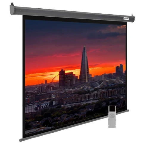 Экран Cactus 150x240см SIlverMotoExpert CS-PSSME-240X150-DG 16:10 настенно-потолочный рулонный тёмно-серый (моторизованный привод) фото 1
