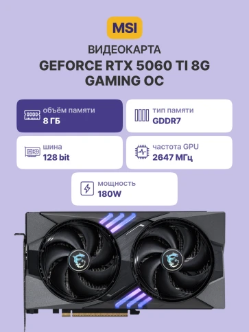 Видеокарта/ GeForce RTX 5060 Ti 8G GAMING OC фото 2