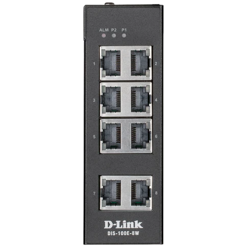 Коммутатор/ DIS-100E-8W Unmanaged Industrial Switch 8x100Base-TX, Surge 2KV, Alarm relay, DIN-Rail, metal case IP30, -40 to 75°C, only DC power, w/o power supply фото 1