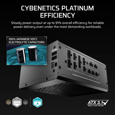 Блоки питания/ Power Supply Corsair HX1500i SHIFT, Model RPS0196, 1500W 80+ Platinum (ATX, 3.1, PCIe 5.1, Full modular, 1x24(20+4)pin, 2x12V-2x6, 2x4+4-pin CPU +12V (EPS), 8x4-pin Molex, 6x6+2-pin PCIe, 12xSATA3, Active, 140x140mm, 150x200x86mm, APFC, Pow фото 5