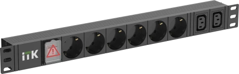 ITK PDU 6 розеток нем. ст. + 2 С13 LED 1U каб. 2м нем. ст. фото 1