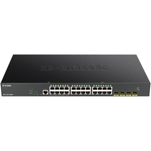 Коммутатор/ DGS-1250-28XMP Smart L2 Switch 24x1000Base-T PoE, 4х10GBase-X SFP+, PoE Budget 370W, CLI, RJ45 Console фото 1