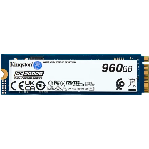 Твердотельный накопитель/ Kingston SSD DC2000B 960GB, M.2 22x80mm, NVMe, PCIe Gen 4x4, 3D TLC, R/W 7000/1300MB/s, IOPs 540 000/47 000, TBW 700, DWPD 0.4 (12 мес) фото 1