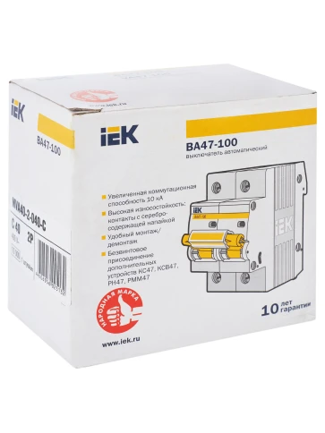 KARAT Авт. выкл. ВА47-100 2P C 40А 10кА IEK фото 1