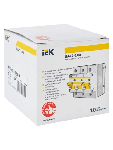KARAT Авт. выкл. ВА47-100 3P D 25А 10кА IEK фото 5