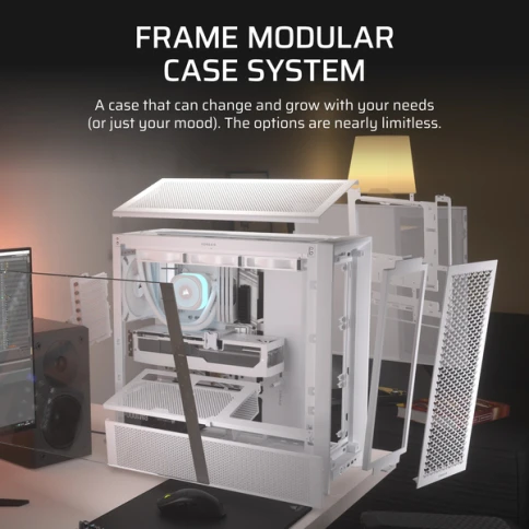 Корпус без блока питания/ Case Corsair Frame 4000D, Midi-Tower, TG, no fan, 2xUSB-A 3.2, 1xUSB 3.2 Type-C, E-ATX, ATX, mATX, mITX White фото 10