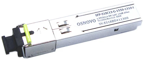 Трансивер/ OSNOVO Оптический гигабитный SFP Модуль промышленный, SC, одно волокно SM, Tx:1550/Rx:1310, до 1,25 Гбит/c, до 20 км фото 1