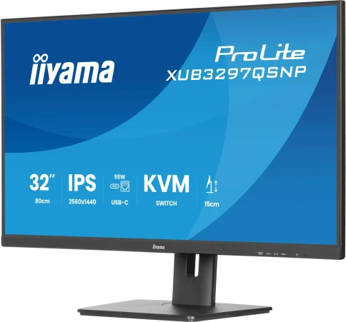 Монитор Iiyama 32" ProLite XUB3297QSNP-B1 черный IPS LED 1ms 16:9 HDMI M/M матовая HAS Piv 1000:1 350cd 178гр/178гр 2560x1440 100Hz DP QHD USB 9.5кг фото 3