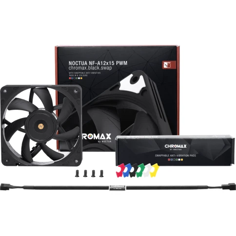 Кулер для корпуса/ Case Cooler Noctua NF-A12x15 PWM chromax.black.swap (120x120x15mm, 4-pin PWM, 55.44CFM, 23.9dBA, 1850RPM, Black) фото 3