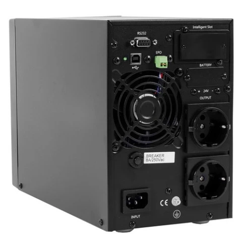 ИБП POWERMAN Online 1000 plus, LCD, двойного преобразования, 1000ВА, 900Вт, 2 евророзетки с резервным питанием, USB, RS232, слот SNMP, разъем EPO, внешний блок батарей (в комплект не входит), 215 х 315 х 365 мм., 5.2 кг./ UPS POWERMAN Online 1000 plus, LC фото 3
