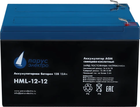Battery Parus Electro, HML-12-12, 12V, 12Ah фото 3