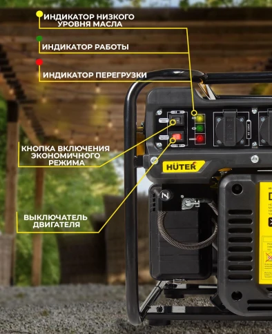 Генератор Huter DN1500i 1.2кВт фото 3