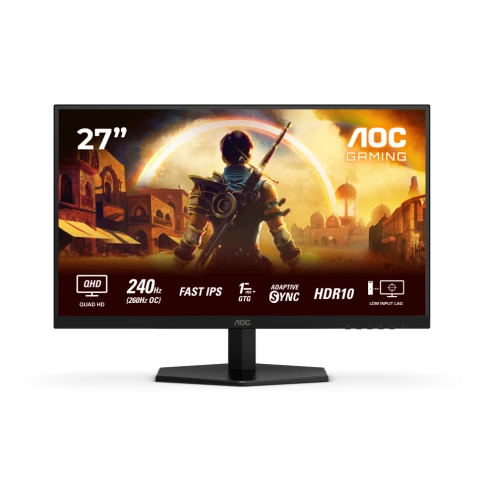 AOC Q27G42ZE 27" 2560x1440, IPS, 240Hz, 80M:1, 300cd,  0.3ms, 2xHDMI 2.0, DisplayPort 1.4, VESA, 3Y, Black/Red фото 1