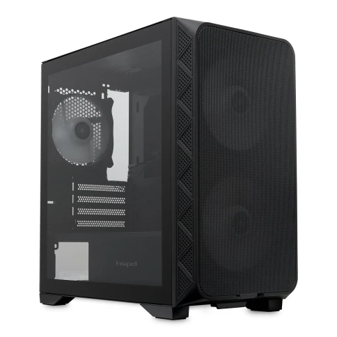 Корпус без блока питания/ Case HSPD M321, Mesh Mini-tower, Black, slide TG, 0.45 SPCC, 2x140mm ARGB (M11-140)+1x120mm ARGB (M11-120) mATX, mITX 160/340/184mm 2x2.5", 2x3.5", 4xPCI 2xUSB-A 3.0, 1xUSB-A 1.0 390x200x385mm фото 3