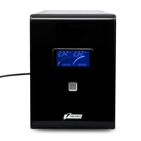 ИБП POWERMAN Smart Sine 1500, LCD, линейно-интерактивный, 1500ВА, 1050Вт,  4 евророзетки с резервным питанием, USB, батарея 12В 9Ач 2 шт., 380мм х 158мм х 198мм, 11.5 кг./ UPS POWERMAN Smart Sine 1500, LCD, line-interactive, 1500VA, 1050W, 4 eurosockets w фото 1