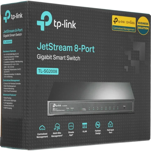 Коммутатор/ 8-port Gigabit Desktop Smart Switch, 8 10/100/1000Mbps RJ45 ports, Tag-based VLAN, STP/RSTP/MSTP, IGMP V1/V2/V3 Snooping, DHCP Filtering, 802.1P QoS, Rate Limiting, Voice VLAN, Port Trunking, LACP, Port Mirroring, SNMP, RMON, steel case фото 7