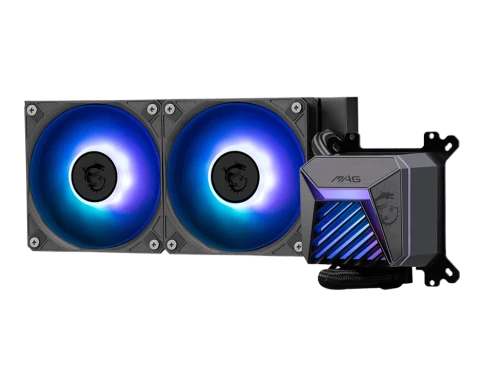 Система жидкостного охлаждения/ Water Cooling System MSI MAG CORELIQUID A15 240 (240W, 240mm, Black, ARGB/ Fans: 2x120mm, 64.89CFM, 28.7dBA, 2050RPM/ Pump 20dBA, 3400RPM, Rad thickness 27mm/ S: 1851, 1700, AM5, AM4) фото 3