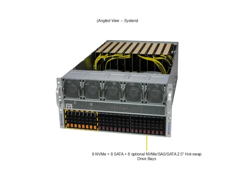Серверная платформа/ Supermicro GPU SuperServer SYS-521GE-TNRT (X13DEG-OA, CSE-528GTS-R5K40P) 5U, 2x LGA-4677, Intel® C741, 32x DDR5 5600MTs ECC RDIMM, 8x 2.5" HS SATA, 8x 2.5" HS NVMe, 2x M.2 NVMe, 13x PCIe 5.0 x16 FHFL slots, 2x RJ45 10GbE wit фото 2