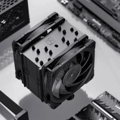 Кулер для процессора/ CPU Cooler Noctua NH-U12A chromax.black (169W, 4-pin PWM, 158mm, Al/Cu, 7x6mm, 2x120x120x25mm, 60CFM, 22.6dBA, 2000RPM, S: 1851/1700/1200/115X, AM5/AM4, Black) фото 4