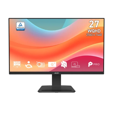 Монитор/ MSI PRO MP273Q E7 27'', 2560x1440, IPS, 178x178, nit, 75Hz, 4ms, HDMI/DP, noUSB-A, Audio out, T, ExtPWR, 100x100VESA, Black, 1y фото 1
