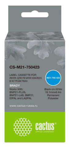 -/ Картридж ленточный Cactus CS-M21-750423 черный для Brady BMP21-PLUS, BMP21-LAB фото 2
