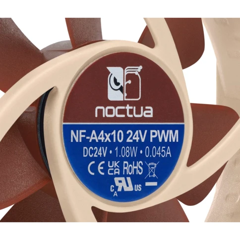 Кулер для корпуса/ Case Cooler Noctua NF-A4x10 24V PWM (40x40x10mm, 4-pin PWM, 19.6dBA, 5000RPM, Beige/Brown) фото 8