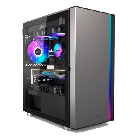 Корпус без блока питания/ Case PCCooler LM300 ARGB BK, Mini-Tower, TG, 1x120mm ARGB, 1xUSB-A 3.0 + 2xUSB-A 2.0, mATX, mITX Black фото 1