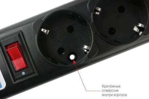 Фильтр-удлинитель Power Cube 1.9м 5 розеток (черный графит) 10А/2,2кВт/ Surge protector Power Cube 1.9 m 5 outlets (Black graffite) 10A / 2.2kW фото 4