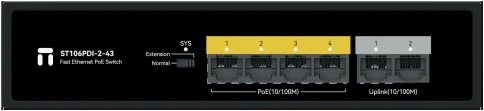 Коммутатор/ Неуправляемый PoE коммутатор Fast Ethernet netis ST106PDI-2-43 , 4 порта 100 Мбит/с PoE+ , 2 порта 100 Мбит/с RJ45 Uplink фото 4