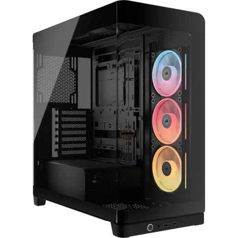 Корпус без блока питания/ Case Corsair Frame 4500X LX-R RGB iCUE LINK, Midi-Tower, TG, 3x120mm ARGB reverse fans, 2xUSB-A 3.2, 1xUSB 3.2 Type-C, E-ATX, ATX, mATX, mITX Black фото 1