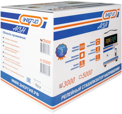 Стабилизатор  АСН- 3000  ЭНЕРГИЯ с цифр. дисплеем/ Stabilizer ASN-3000 ENERGY with numbers. display фото 9