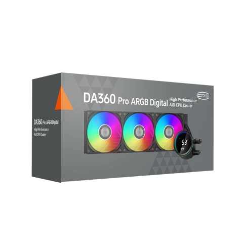 Система охлаждения/ Water Cooling System PCCooler DA360 Pro ARGB Digital BK (300W, 360mm, LED temp., Black, ARGB/ Fans: 3x120mm, 75.8CFM, 33.7dBA, 2200RPM/ Pump height 57mm, 28dBA, 3000RPM, Rad thickness 27mm/ S: 1851, 1700, 1200, 20XX, 115X, AM5, AM4) фото 7