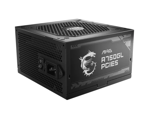 Блок питания ПК/ Power Supply MSI MAG A750GL PCIE5, 750W 80+ Gold (ATX, 3.1, PCIe 5.1, Full modular, 1x24(20+4)pin, 2xCPU 8(4+4)pin, 3xPCIe*2 8(6+2)pin, 1x12VHPWR, 8xSATA3, 4xMOLEX4pin, Active, 120x120mm, 140x150x86mm, APFC, black) фото 1