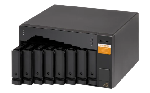 Полка расширения сетевого хранилища без дисков/ SMB QNAP TL-D800S SATA expansion enclosure, 8-tray 3,5"/2,5" w/o HDD. 2xSFF-8088, hardware RAID support, desktop version. фото 3