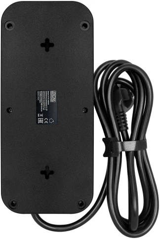 Фильтр-удлинитель PowerCom SP-08 USB03AB 1.8M, 8 розеток, черный, 16А, 4кВт, 175Дж, 3*USB, защитные шторки, защита от КЗ, перегрузки, ВЧ и импульсных помех, кабель 3x1 мм2, ШхГхВ 230х105х45 мм, вес 0.55 кг./ Surge protector PowerCom SP-08 USB03AB 1.8M, 8 фото 3
