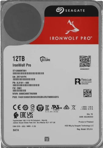 Жесткий диск Seagate SATA-III 12Tb ST12000NT001 NAS Ironwolf Pro 512E (7200rpm) 256Mb 3.5" [ST12000NT001] фото 1