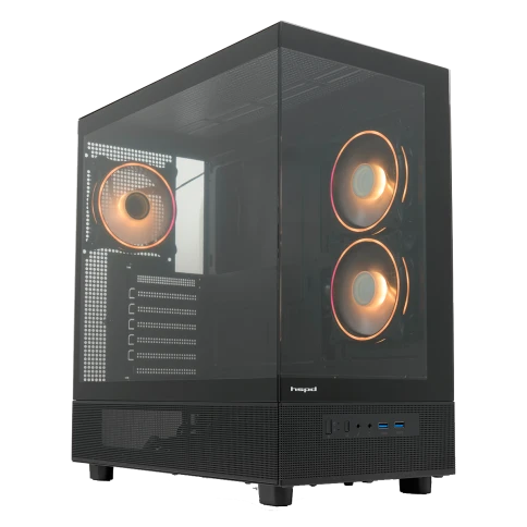 Корпус без блока питания/ Case HSPD F710, Panoramic Mid Tower, Black, TG, 0.5 SPCC, 3x120mm ARGB (FN027) E-ATX, ATX, mATX, mITX 185/395/270mm 2x2.5", 1x3.5", 7xPCI 2xUSB-A 3.0 435x230x457mm фото 1