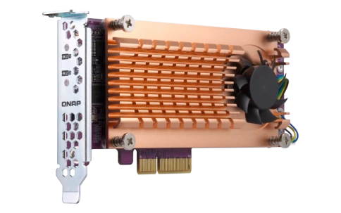 Плата расширения/ QNAP QM2-2S-220A Dual M.2 22110/2280 SATA SSD expansion card (PCIe Gen2 x2), Low-profile bracket pre-loaded, Low-profile flat and Full-height are bundled (shorter version to support TVS-x82/TS-x77 PCIe slot 2 & slot 3) фото 1