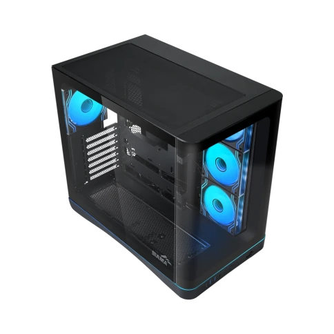 Корпус ПК без блока питания/ Case SAMA V62S Black, Midi-Tower, TG, 4x120mm ARGB, 2xUSB 3.0 + 1xUSB 3.2 Type-C, ATX, mATX, mITX Black фото 1