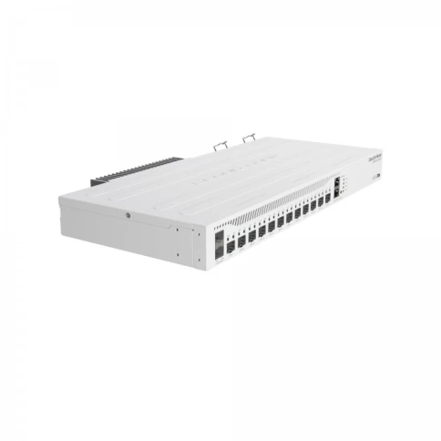 Маршрутизатор/ CCR2004-1G-12S+2XS Cloud Core Router with Annapurna Alpine AL32400 Cortex A57 CPU (4-cores, 1.7GHz per core), 4GB RAM, 1x Gigabit RJ45 port, 12x 10G SFP+ cages, 2 x 25G SFP28 cages, RouterOS L6, 1U rackmount case, Dual PSU фото 3