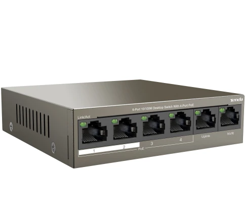 Коммутатор/ Tenda  6-Port 10/100M Desktop Switch with 4-Port PoE фото 2